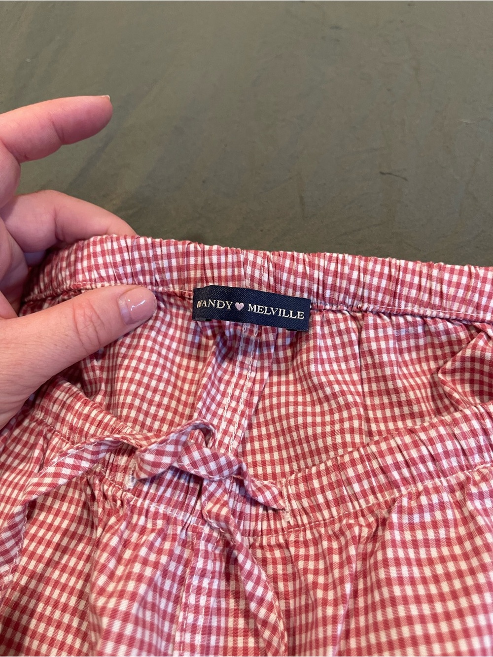 Brandy Melville red and White Gingham Elastic Waist Shorts